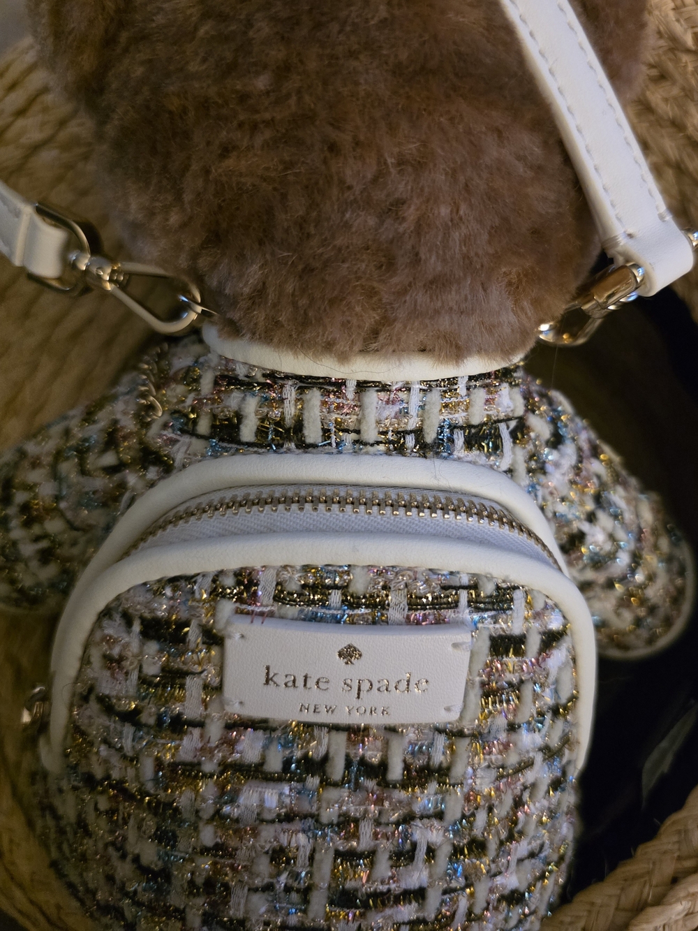 kate spade Teddy Bear Crossbody Bag in Brown with Pink Accents - Picture 6 of 14
